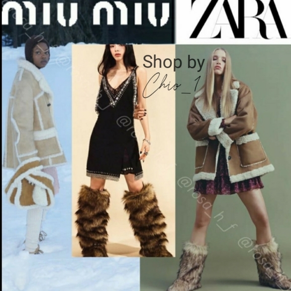 Zara FAUX FUR BOOTS LOW HEEL BOOTS. Bloggers favorite - Picture 1 of 12